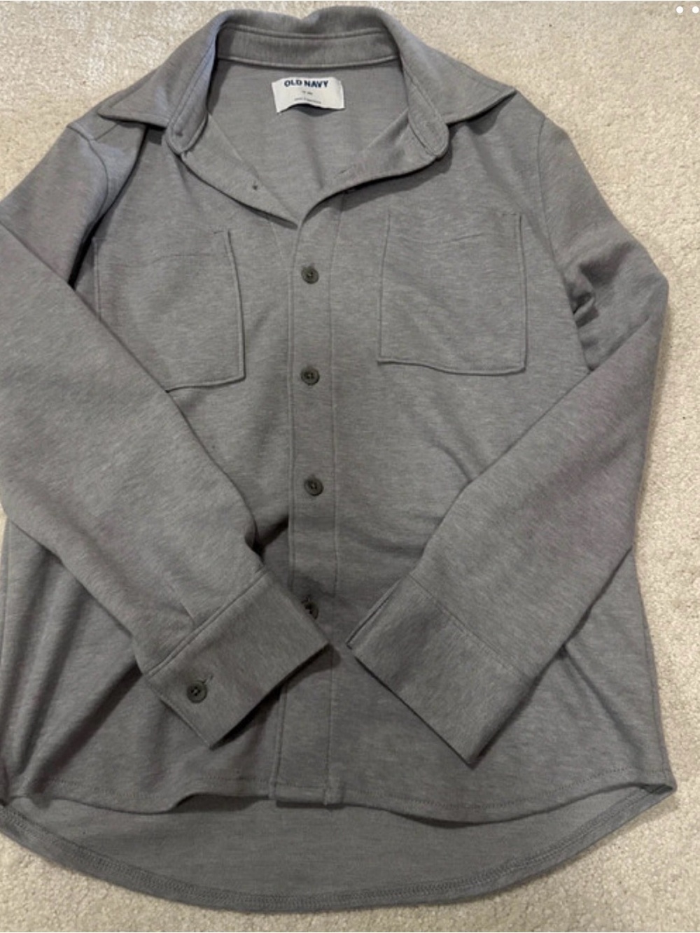 Old Navy Boys Gray Button Front Overshirt Medium Size 8
